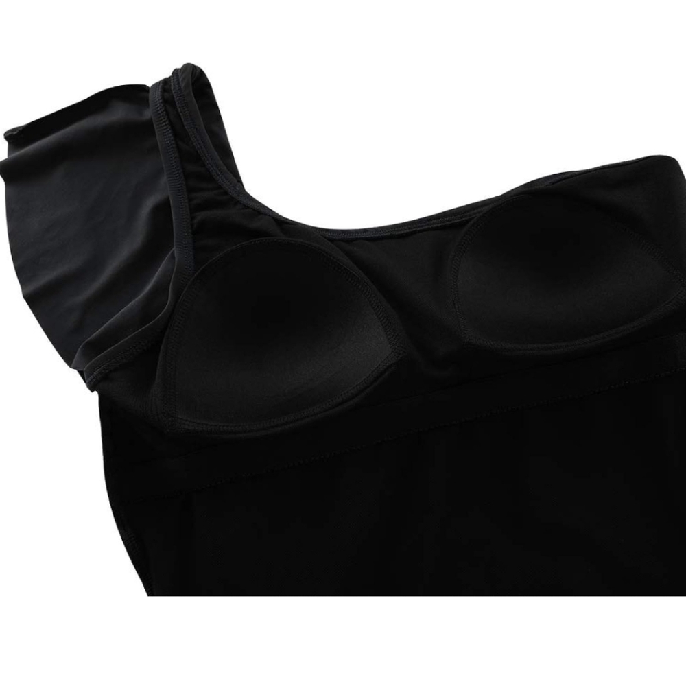One Shoulder Swimsuits Slimming One Piece Ruffled Asymmetric - Picture 7 of 8